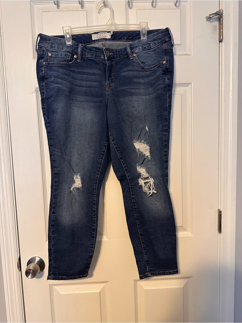 Torrid Dark Blue Distressed Ankle Jeans